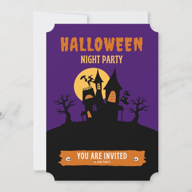Invitación de Fiesta nocturno de Halloween (Anverso)