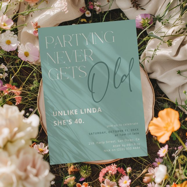 Invitación ¡De fiesta nunca pasa de moda! Cumpleaños divertid (Subido por el creador)