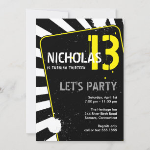 Invitación de fiesta para adolescente Amarillo