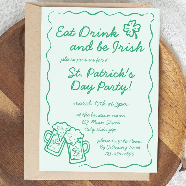 Invitación de fiesta para comer, beber y ser irlan (Subido por el creador)
