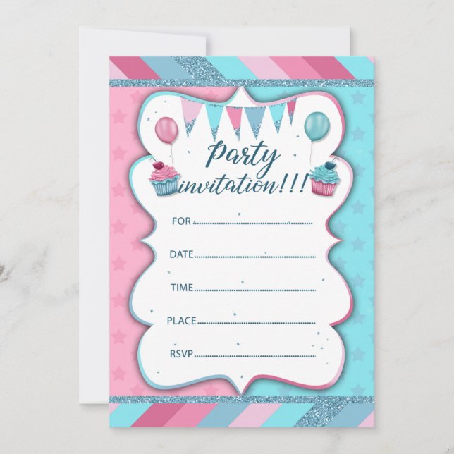 Invitación de fiesta para escribir a mano (Anverso)