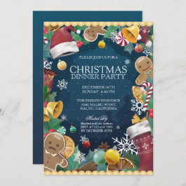Invitación de fiesta para Navidades adorables y di