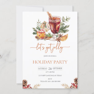Invitación de fiesta para Navidades de acuarela de