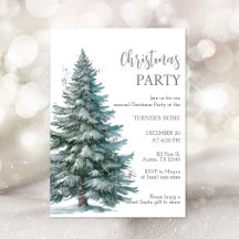Invitación de fiesta para Navidades de árboles de