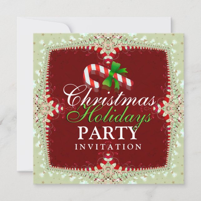 Invitación de fiesta para Navidades de Candy Cane (Anverso)