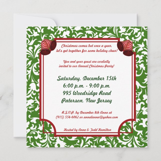 Invitación de fiesta para Navidades de Santa Claus (Anverso)