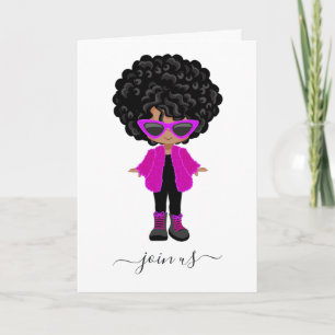 Invitación de fiesta para niña negra de moda