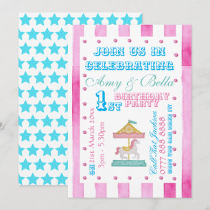 Invitación de fiesta para niñas - Tema Carrusel