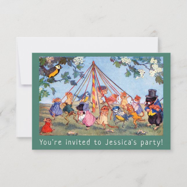 Invitación de fiesta para niños con animales de la (Anverso)