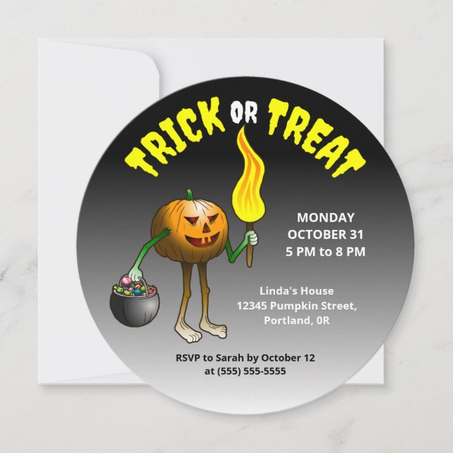 Invitación de fiesta para niños de Halloween o tra (Anverso)