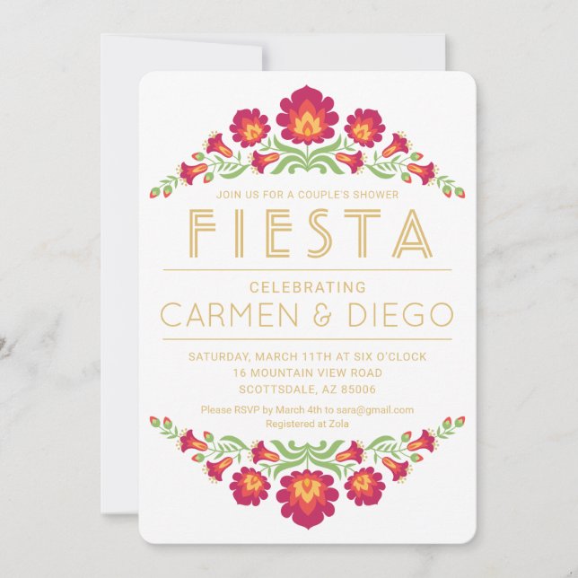 Invitación de Fiesta para Parejas, Floral Rojo (Anverso)