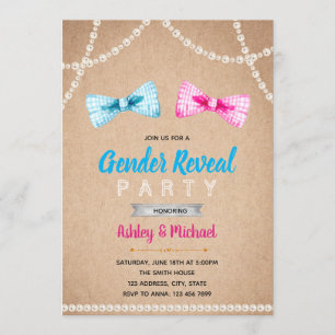 Invitación de fiesta para revelar el género Bowtie