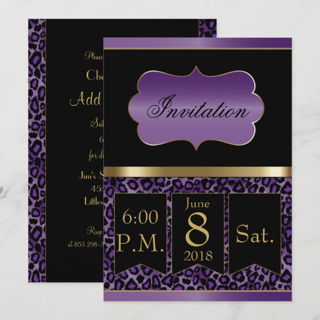 Invitación de fiesta para todo propósito - Leopard (Anverso / Reverso)