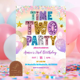 Invitación de fiesta Pastel Sequin Glitter Time TW