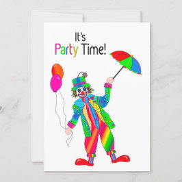 Invitación de fiesta, payaso en colores vivos
