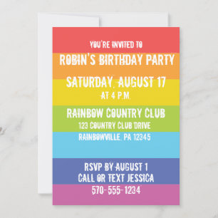 Invitación de fiesta personalizada con rayas de co