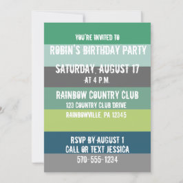 Invitación de fiesta personalizada con rayas verde