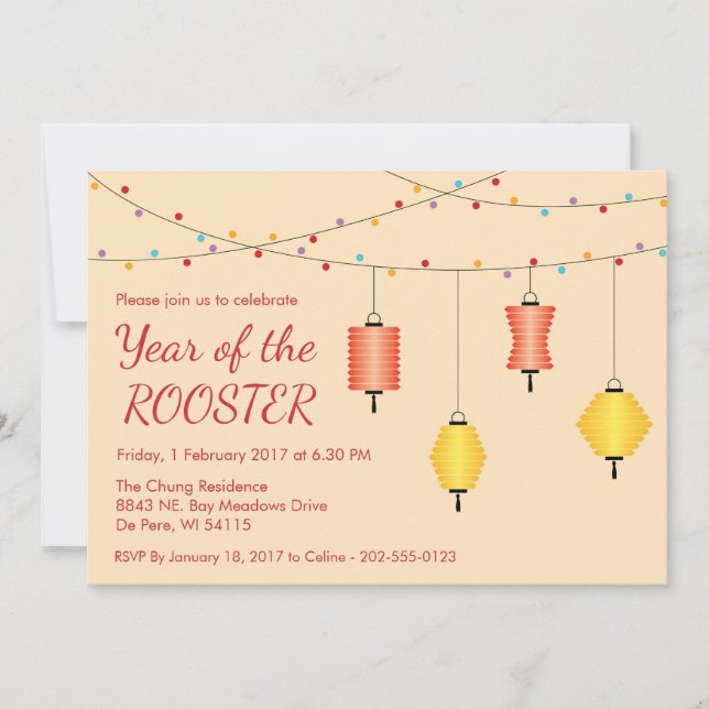Invitación de fiesta personalizada de Año Nuevo ch (Anverso)