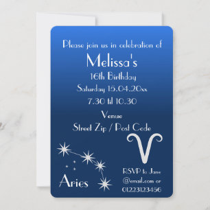 Invitación de fiesta personalizada de Aries Zodiac