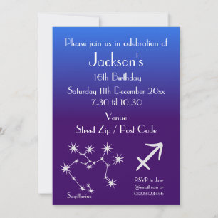 Invitación de fiesta personalizada de Aries Zodiac