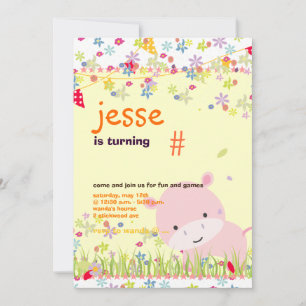 Invitación de fiesta personalizada de bebé hipopót