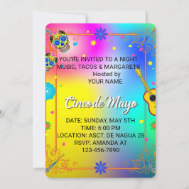 Invitación de fiesta personalizada de Cinco de May