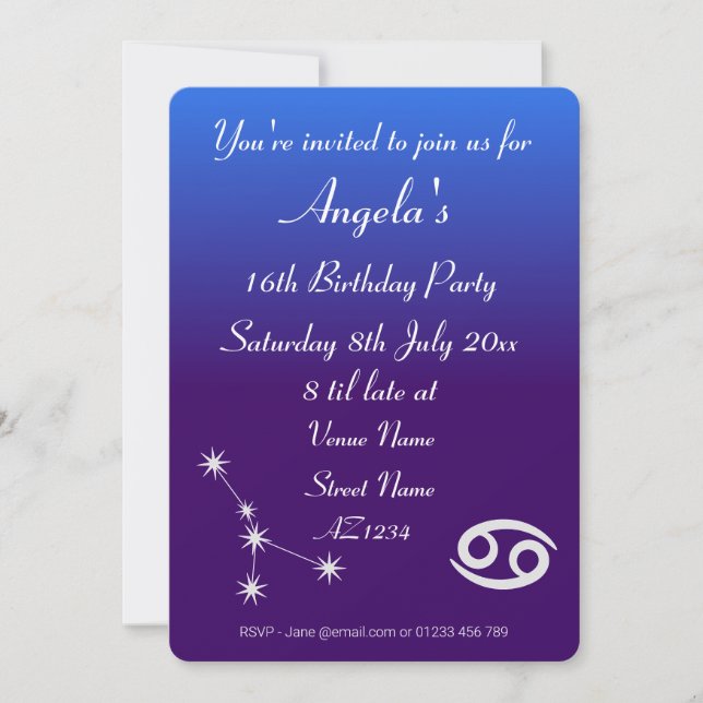 Invitación de fiesta personalizada de la galaxia d (Anverso)