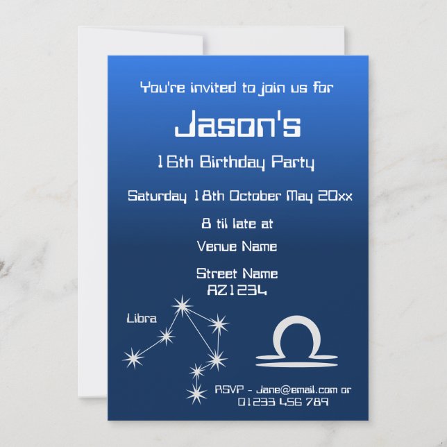 Invitación de fiesta personalizada de la galaxia L (Anverso)