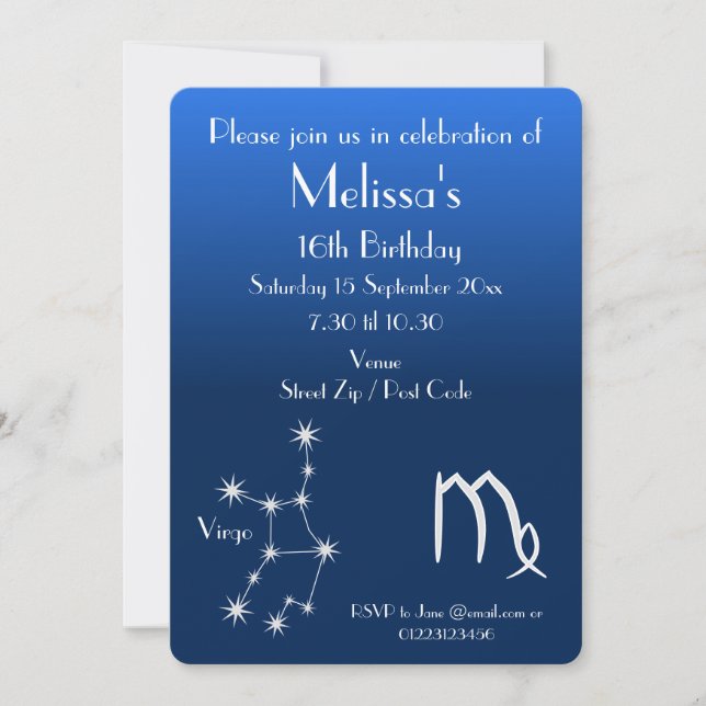 Invitación de fiesta personalizada de la galaxia Z (Anverso)