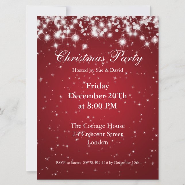 Invitación de fiesta Personalizado elegante rojo (Anverso)