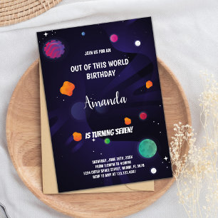 Invitación de Fiesta personalizado Galaxy Rocket y