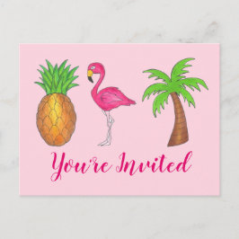 Invitación de fiesta Pineapple de árbol de palmas 