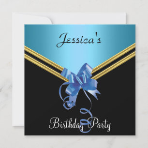 Invitación de fiesta popular negra azul y lazo