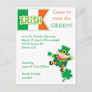 Invitación de fiesta por el Día de Leprechaun St P