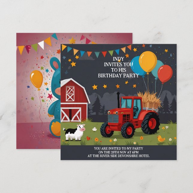 Invitación de fiesta que puedes personalizar a tu  (Anverso / Reverso)