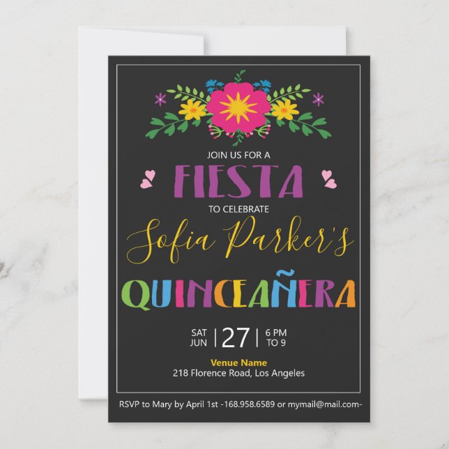 Invitación de Fiesta Quinceañera (Anverso)