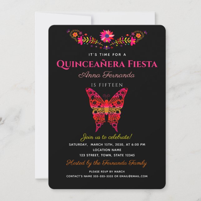 Invitación de Fiesta Quinceañera (Anverso)