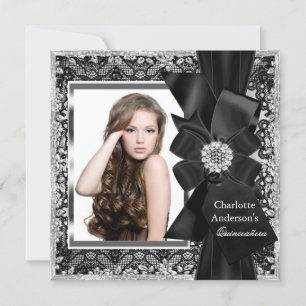 Invitación de fiesta Quinceañera de encaje y lazo
