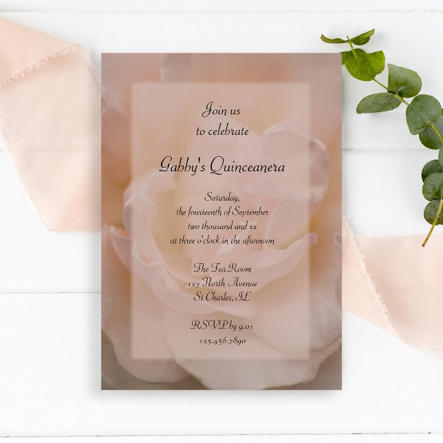 Invitación de fiesta Quinceanera de rosa pálido (Subido por el creador)
