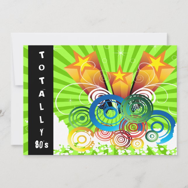 invitación de fiesta retro de green totalmente 80 (Anverso)