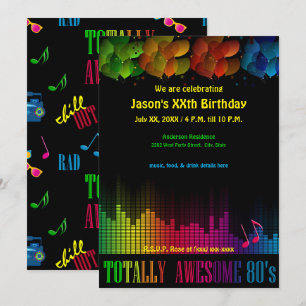 Invitación de fiesta retro de neón de los 80