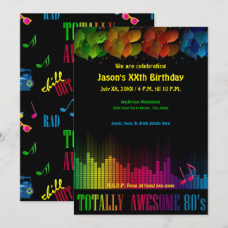 Invitación de fiesta retro de neón de los 80
