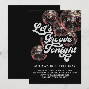 Invitación de fiesta retro disco bola años 70 groo