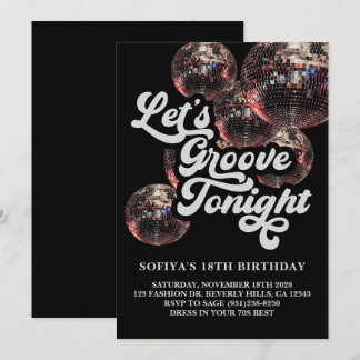 Invitación de fiesta retro disco bola años 70 groo