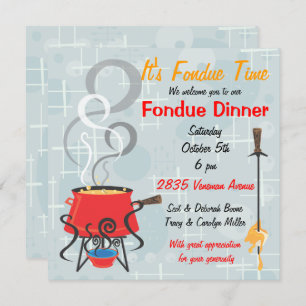 Invitación de fiesta Retro Fondue