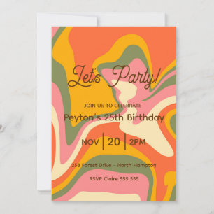 Invitación de fiesta retro genial de mármol