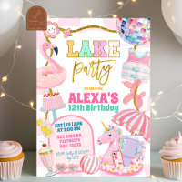 Invitación de fiesta retro prep en el lago