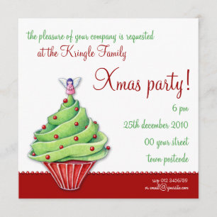 Invitación de fiesta roja del pastel de árbol de N
