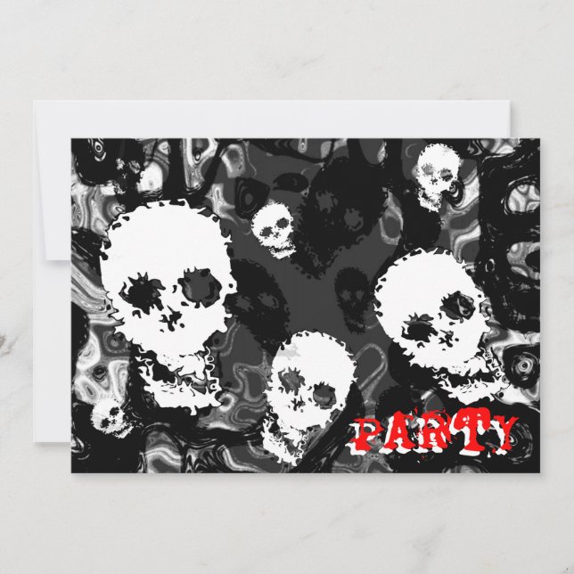 Invitación de 'Fiesta' roja y B&W de Espectros de  (Anverso)