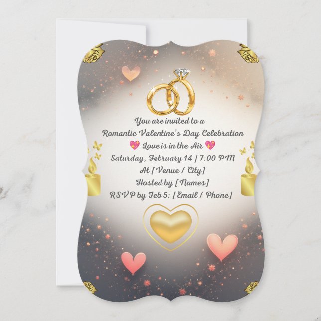 Invitación de fiesta romántica del Día de San Vale (Anverso)
